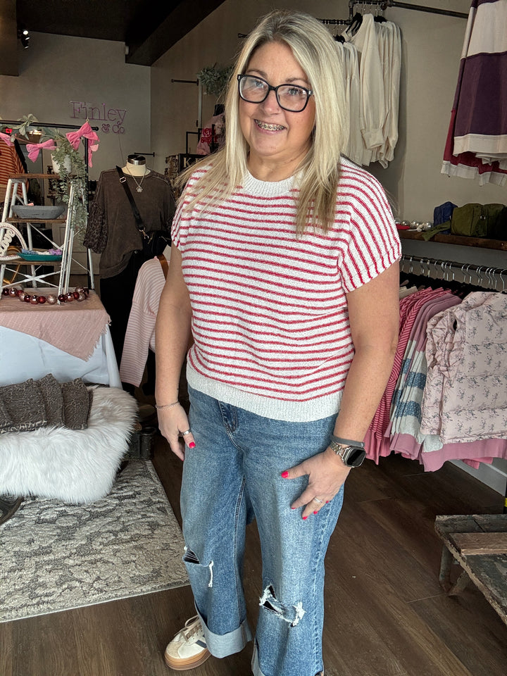 Sweetheart Striped Sweater Top