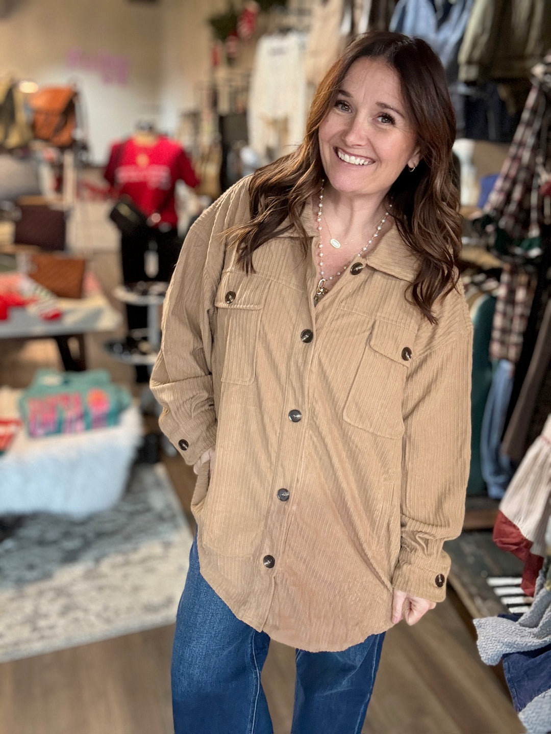 Tan Corduroy Shacket
