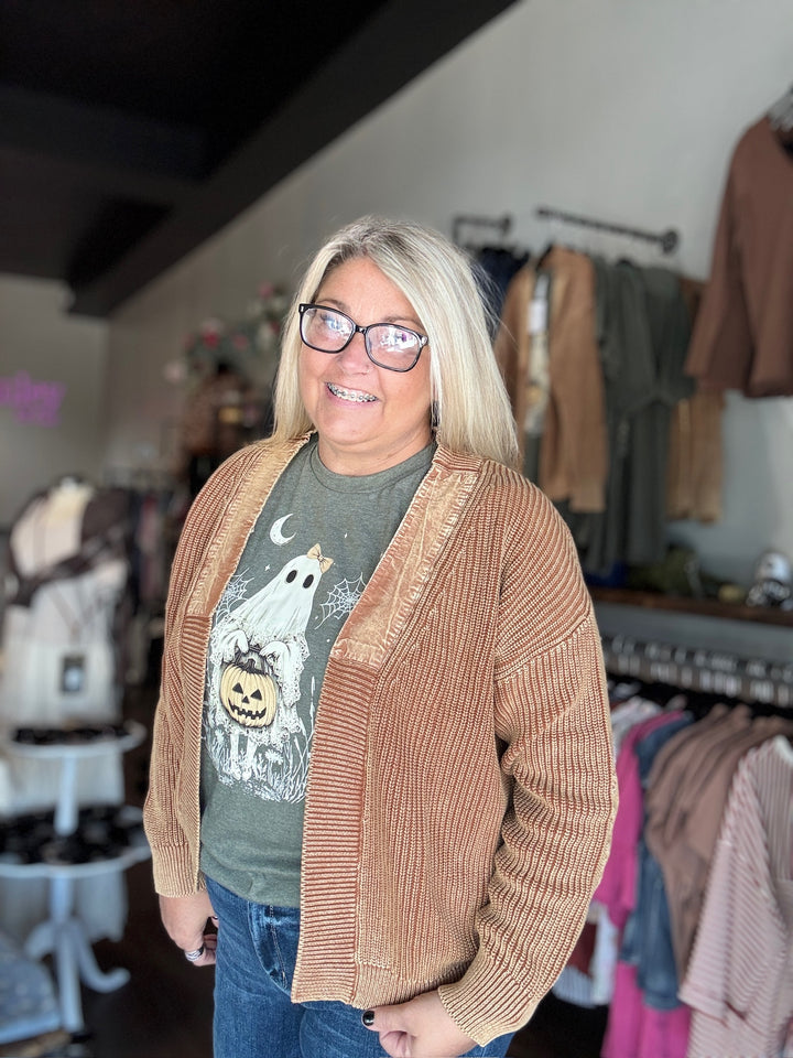 Tan Knit Open Cardigan