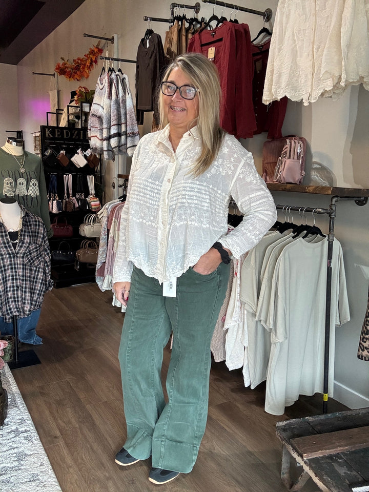 Fall Green Wide Leg Pants