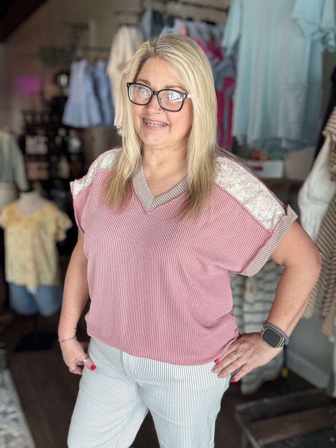 Spring Lace Contrast Tee