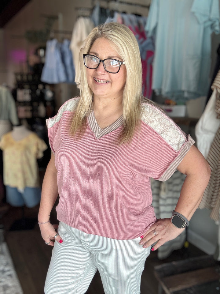 Spring Lace Contrast Tee