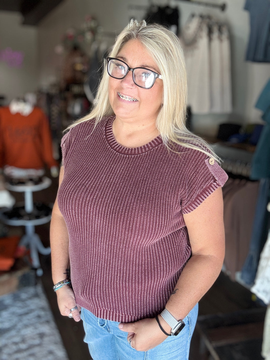 Washed Knit Sweater Top