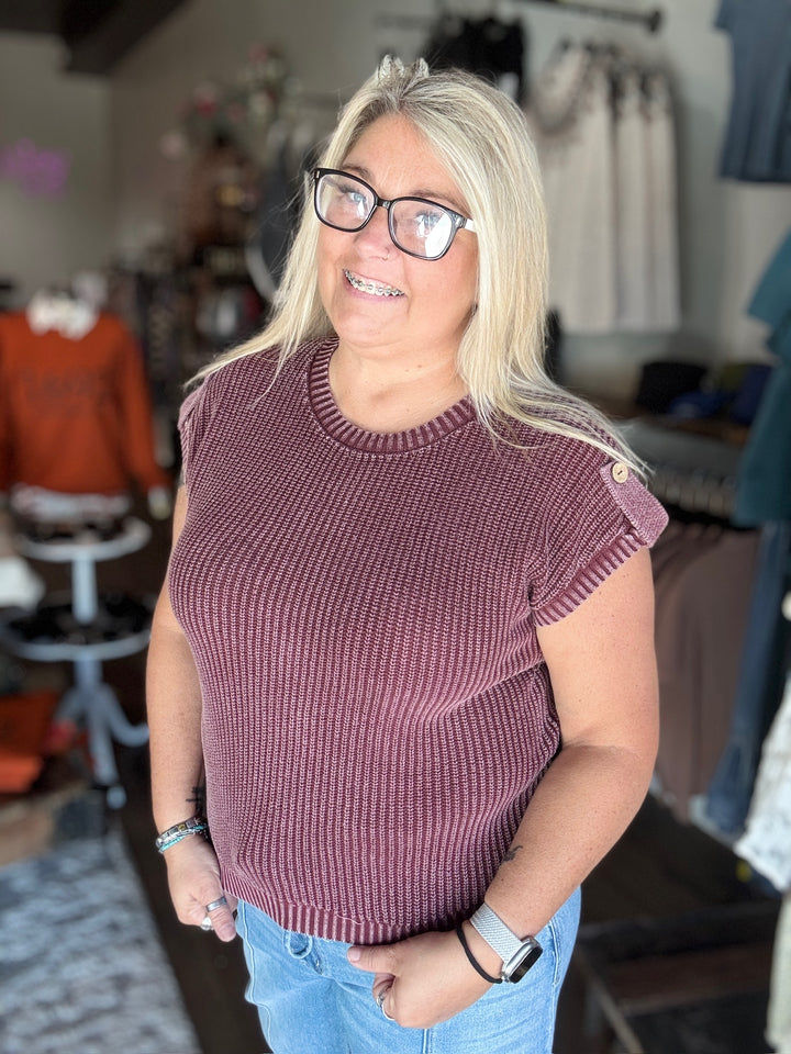 Washed Knit Sweater Top