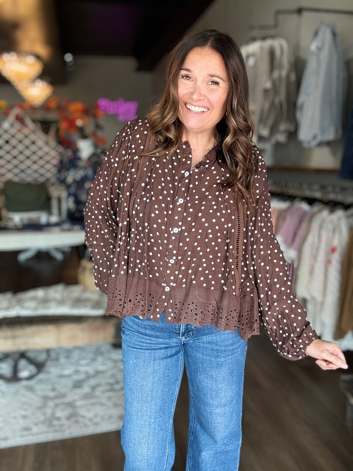 Cocoa & Cream Dotted Blouse