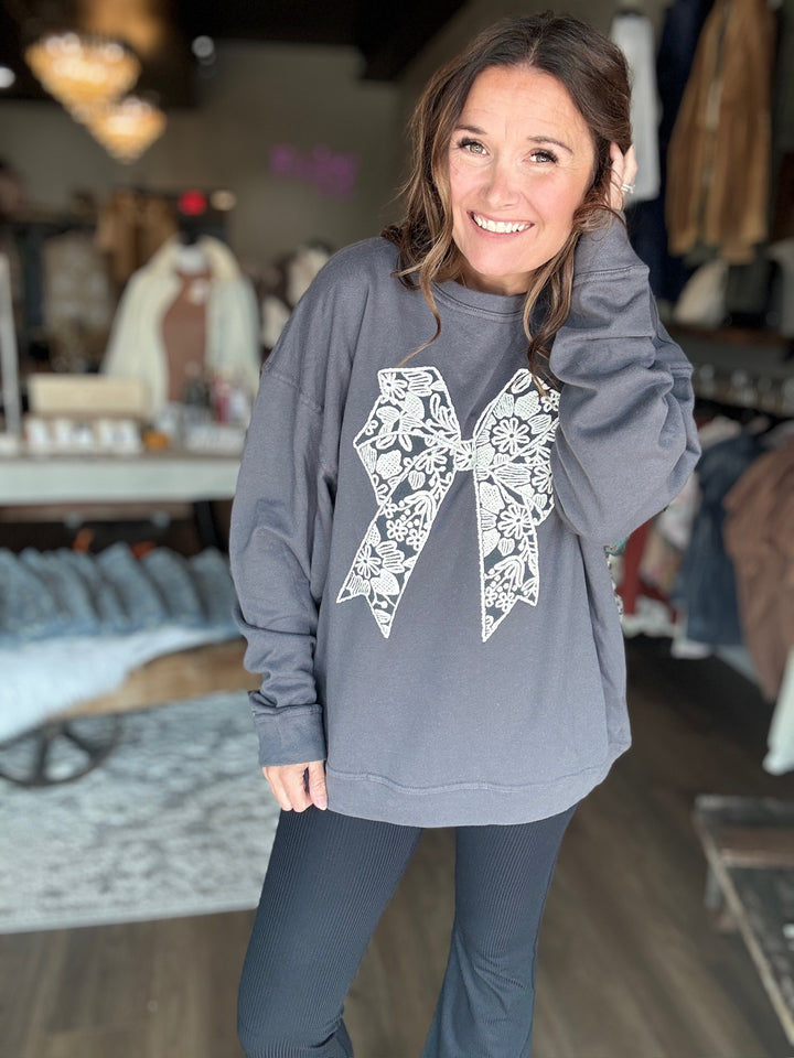Textured Bow Sweatshirt