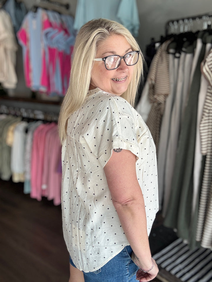 Floral Polka Dot Short Sleeve Top