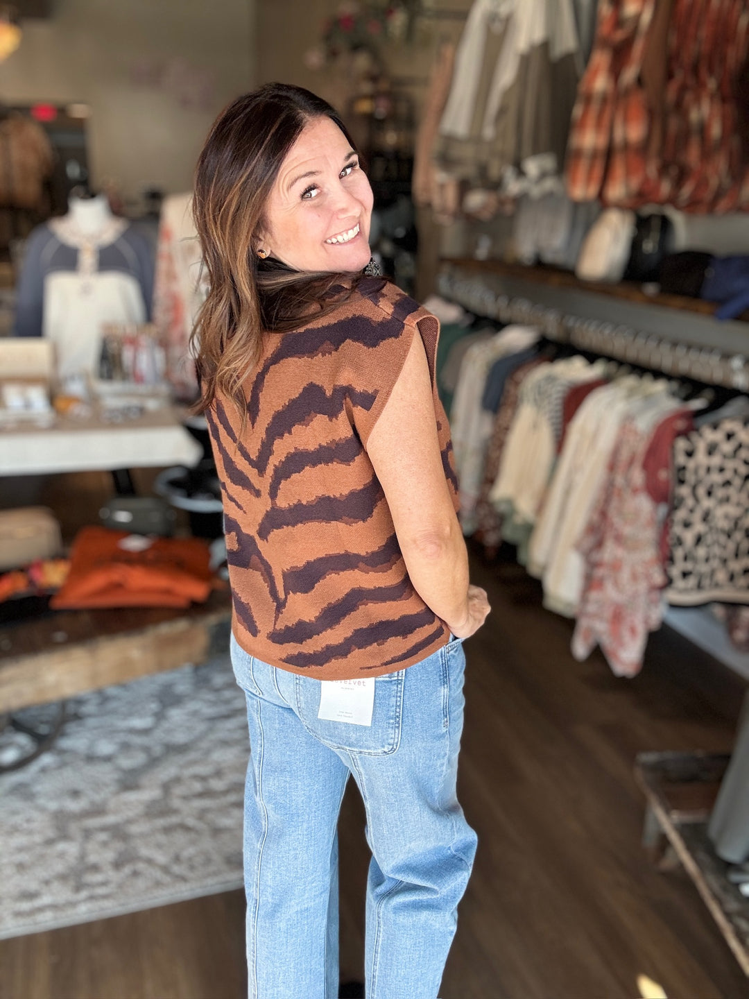Tiger Stripe Knit Sweater Top