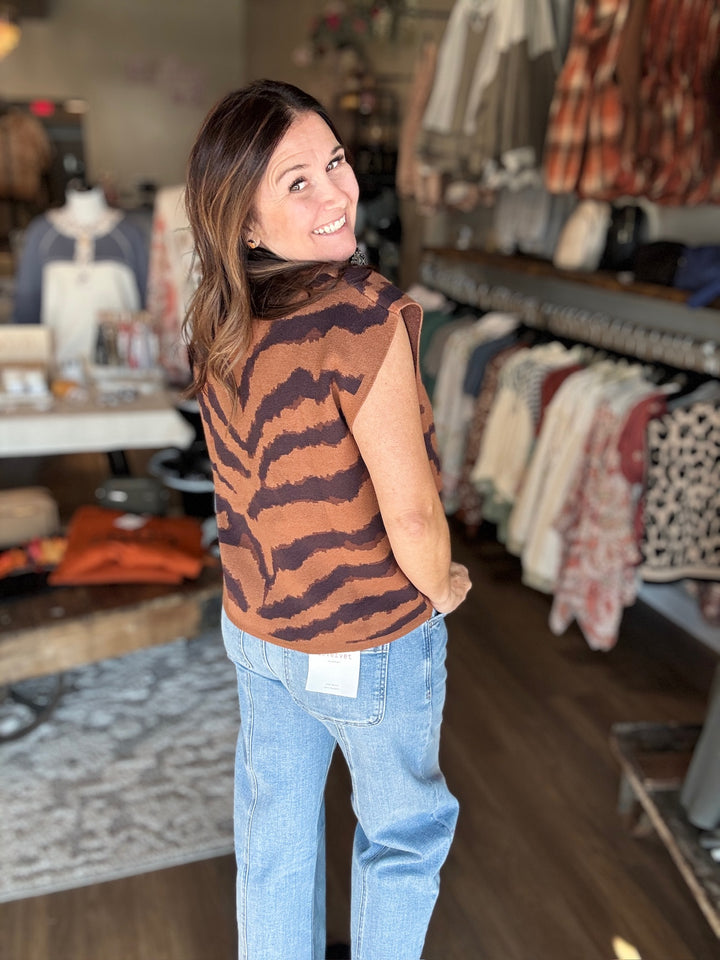 Tiger Stripe Knit Sweater Top