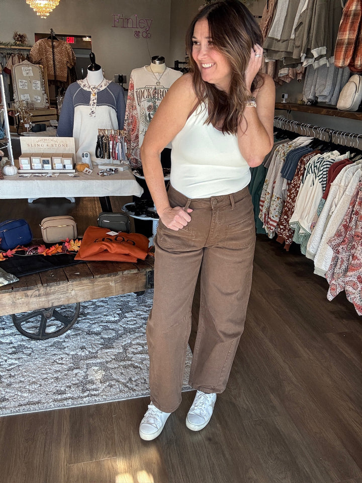 Lovervet Brown Barrel Leg Jeans