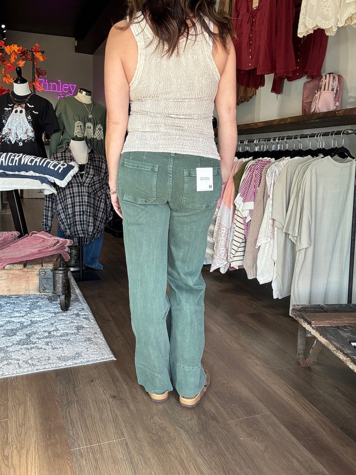 Fall Green Wide Leg Pants