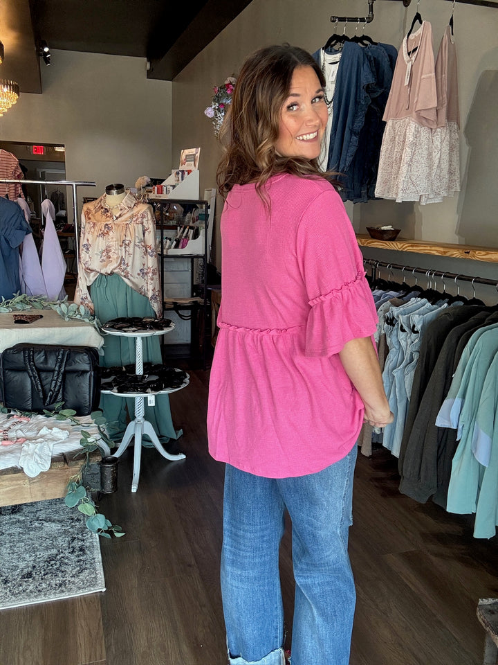 Babydoll Waffle Knit Top