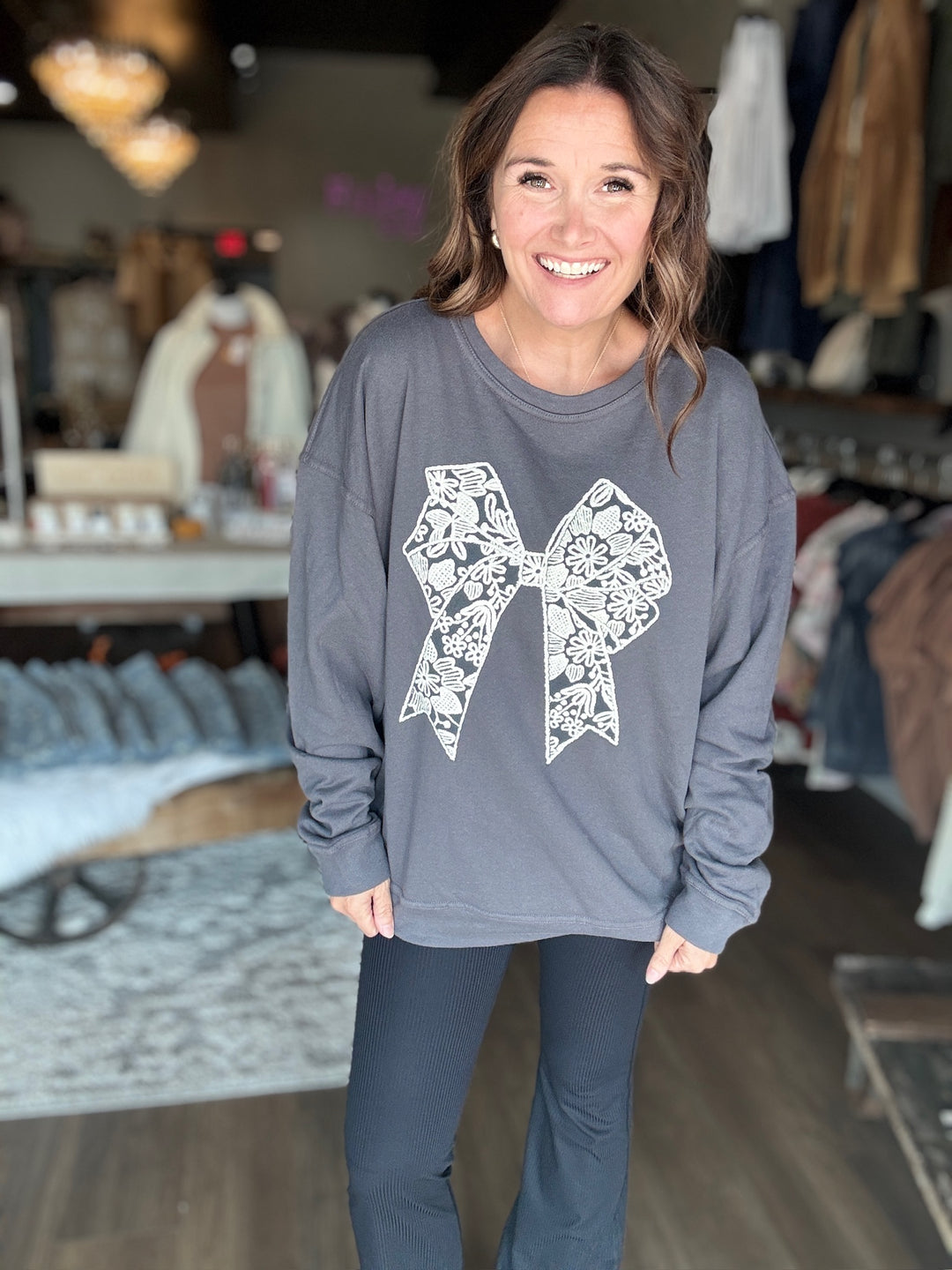 Textured Bow Sweatshirt
