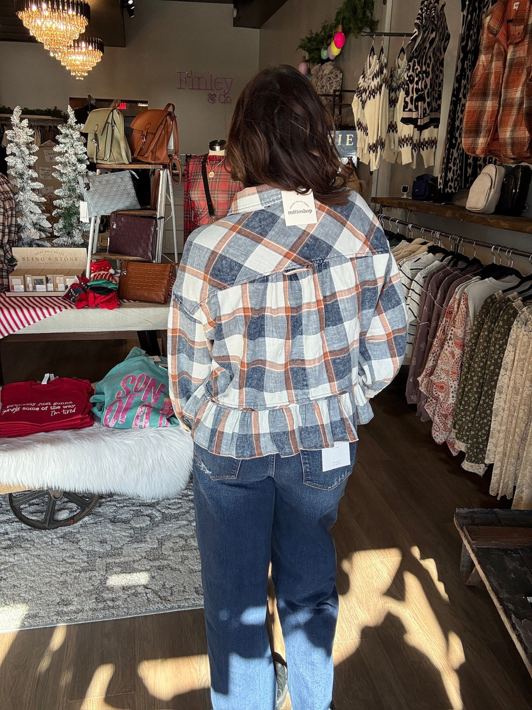 Oversized Ruffle Hem Flannel