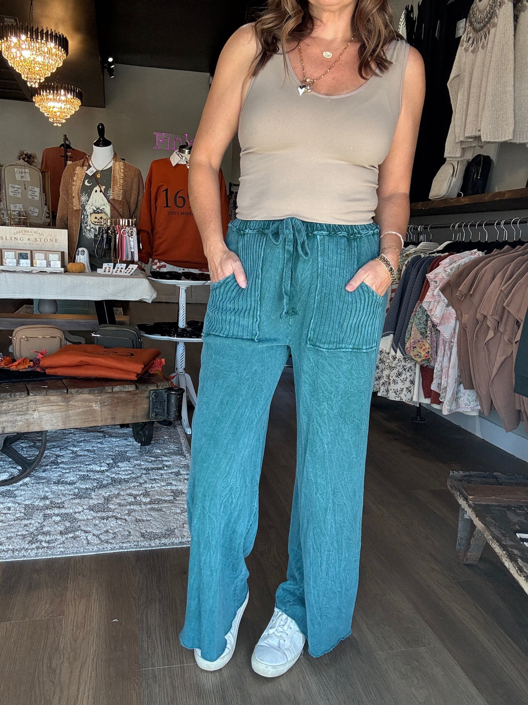 Green Mineral Wash Sweatpants