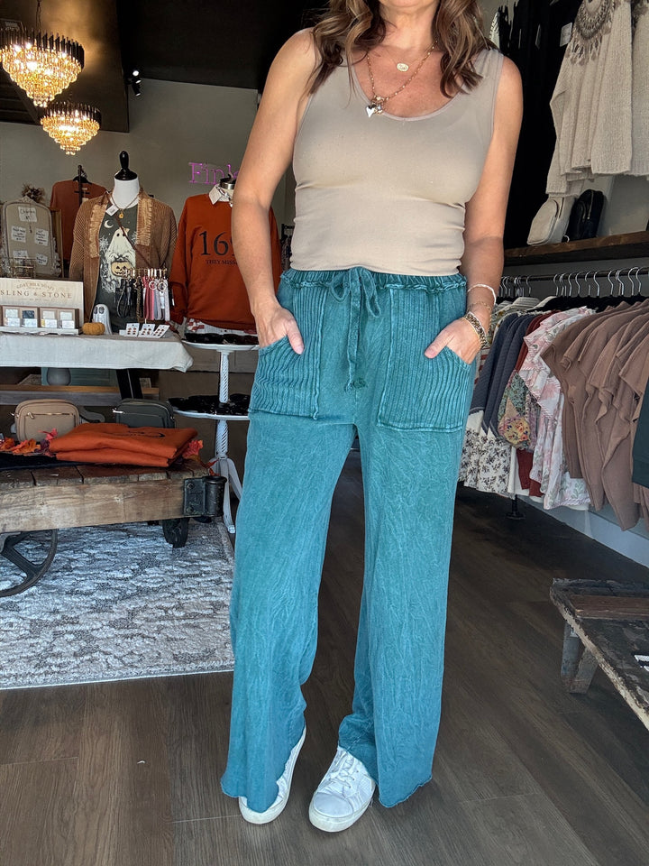 Green Mineral Wash Sweatpants