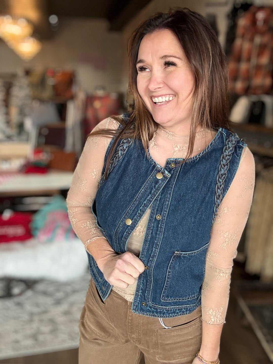 Denim Braided Vest