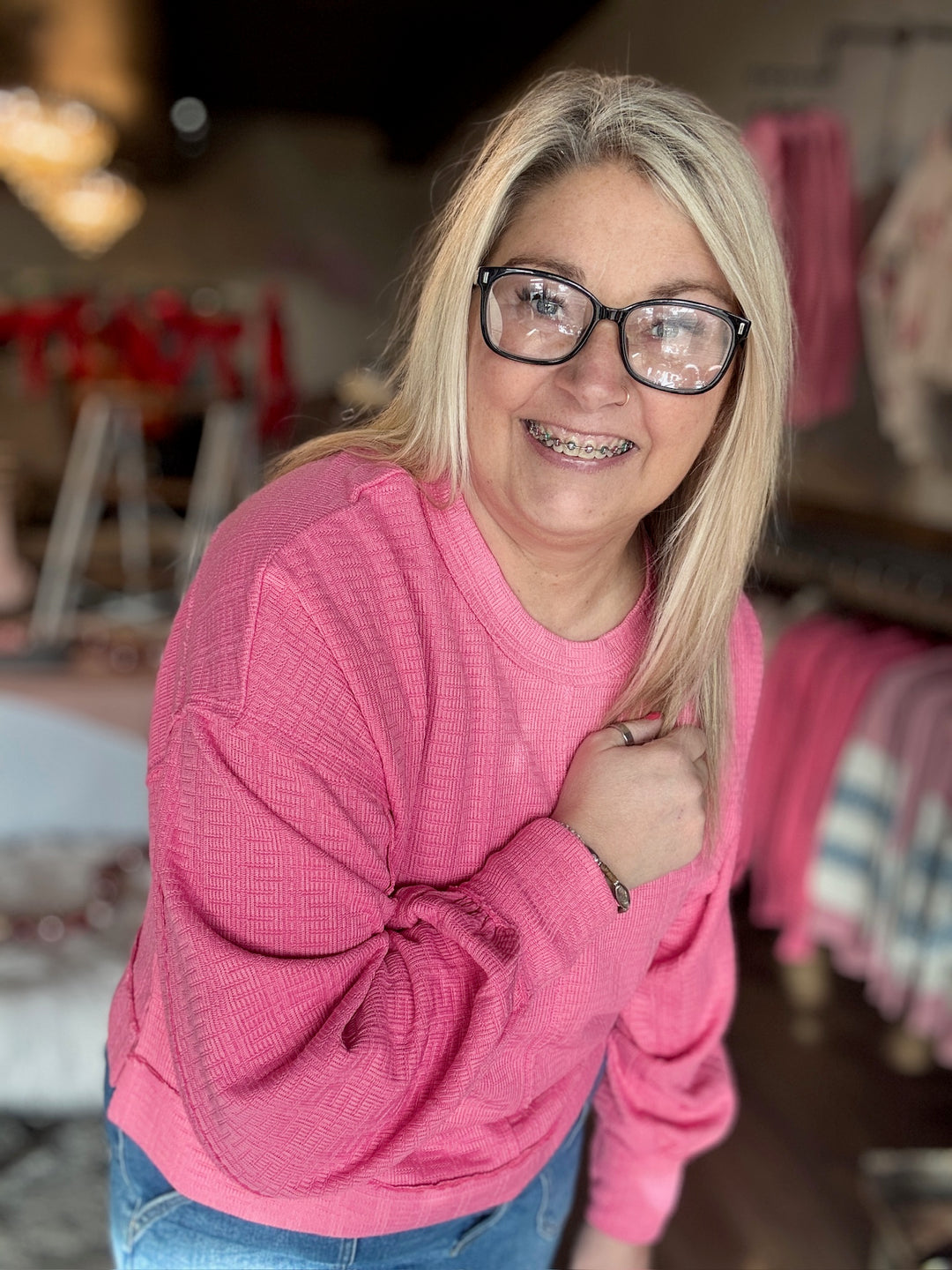 Textured Oversized Knit Top