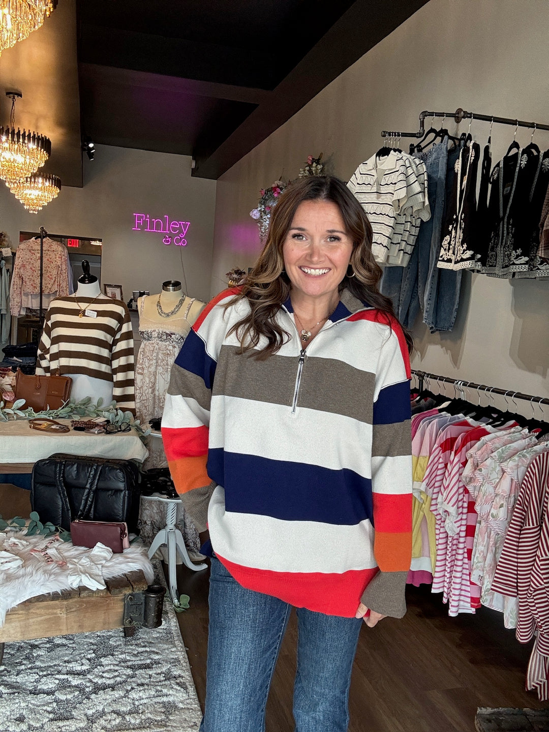 Striped Color Block Knit Pullover