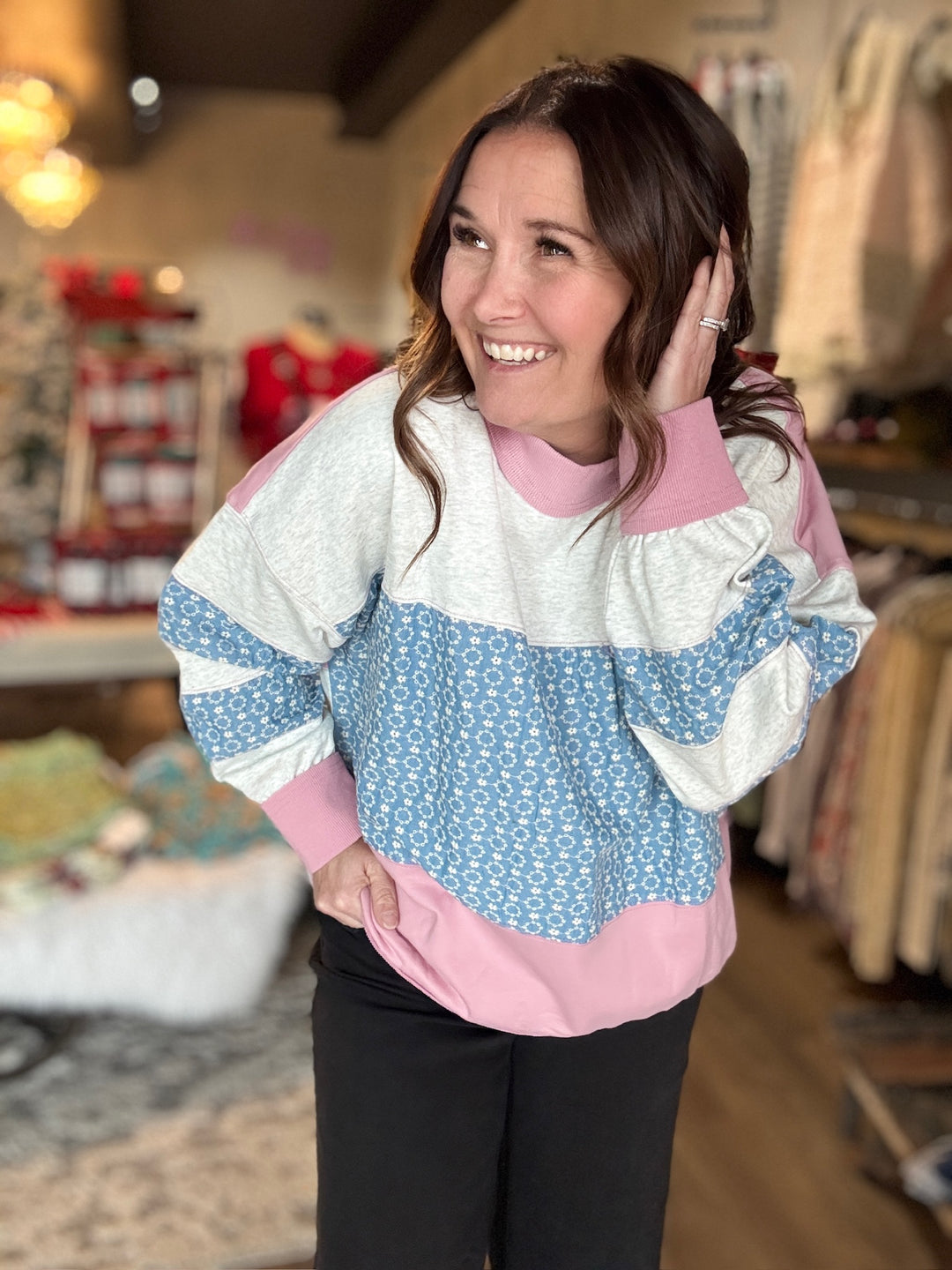 Retro Patchwork Oversized Sweatshirt