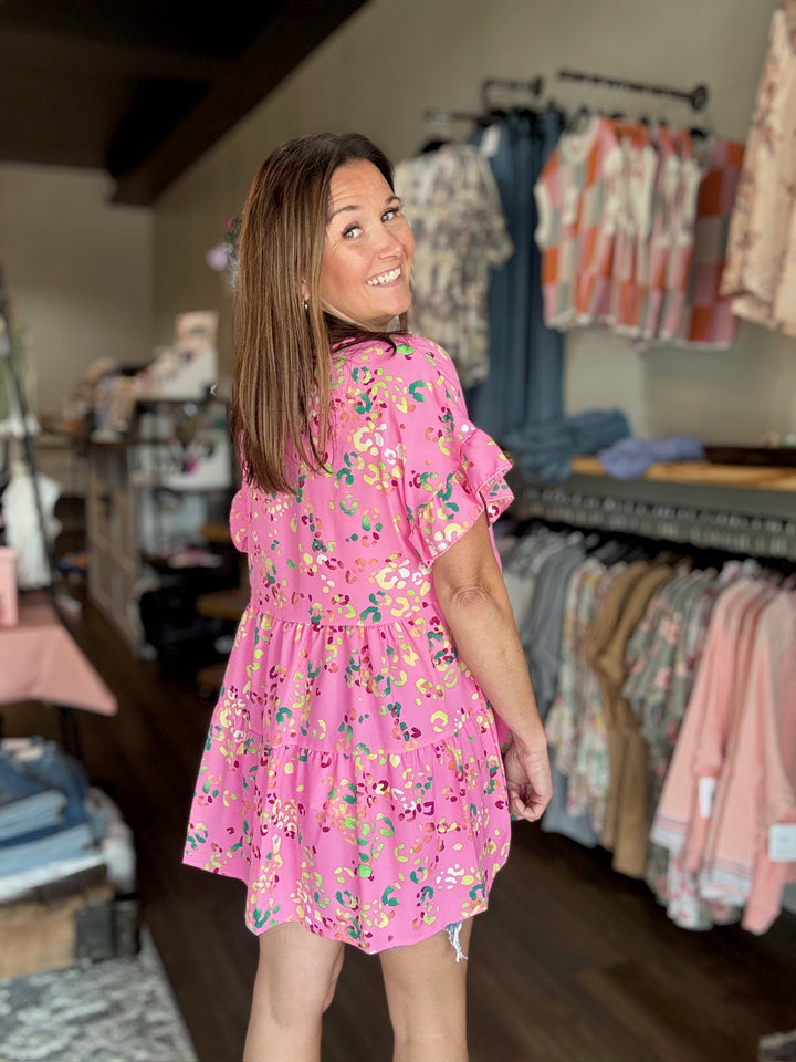 Pink Leopard Print Top