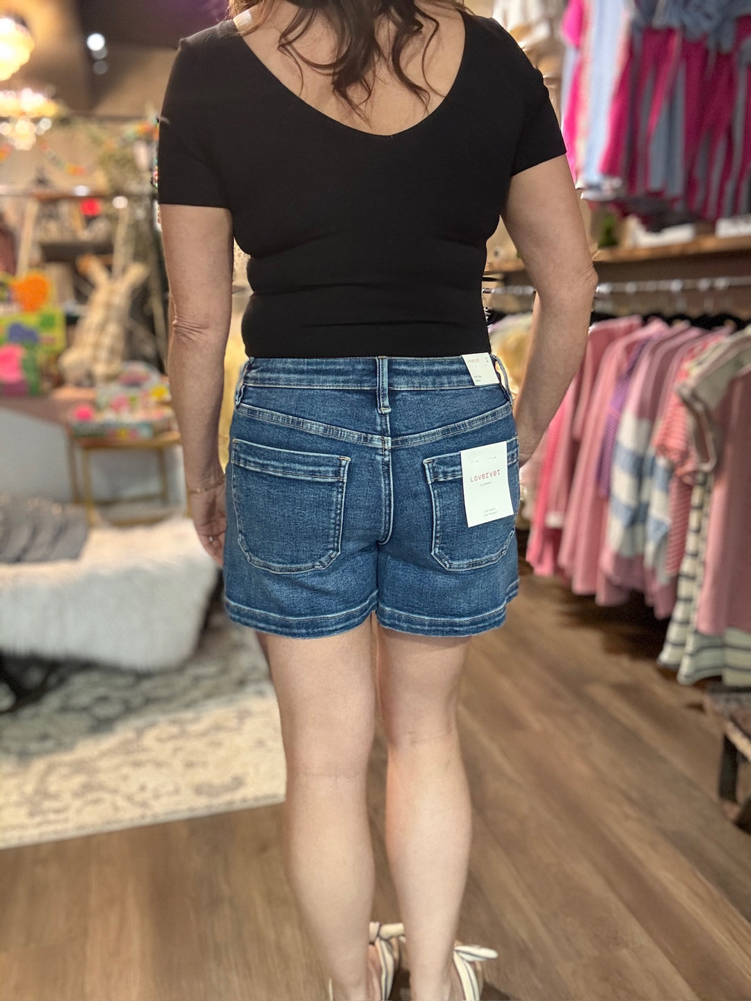 Lovervet High Rise Patch Pocket Denim Shorts