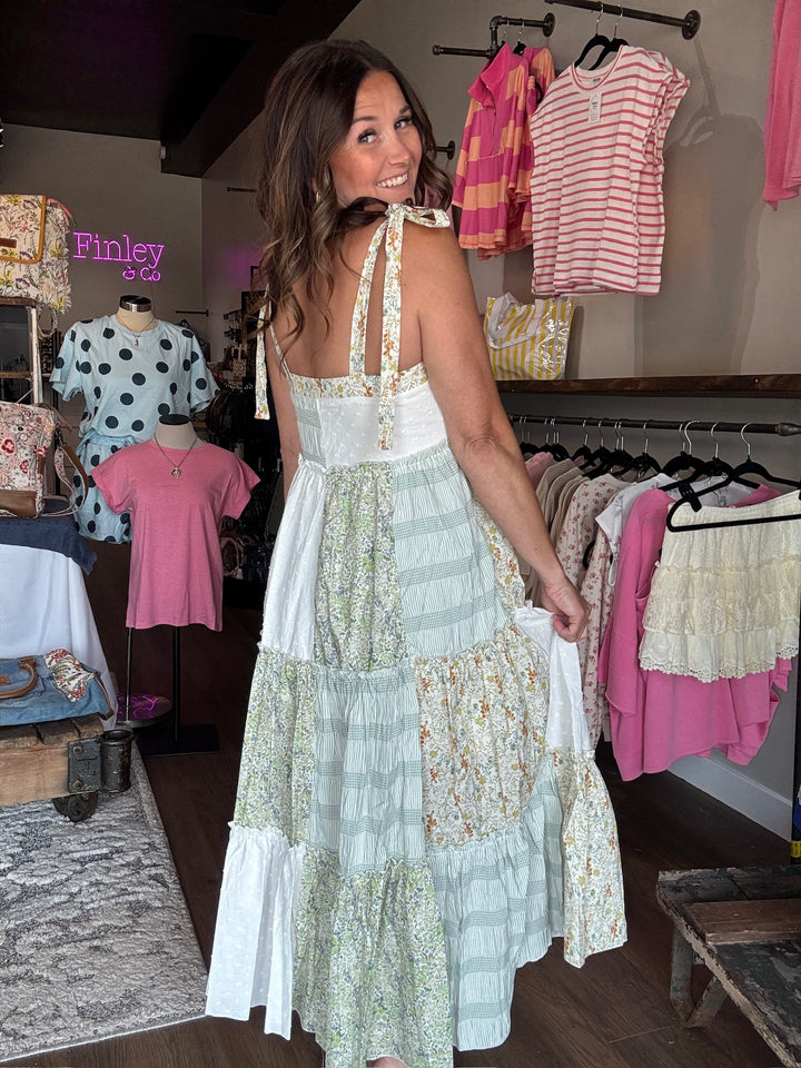 Prairie Patchwork Tiered Maxi Dress