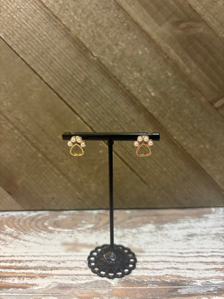 Pearl Paw Gold Stud Earring