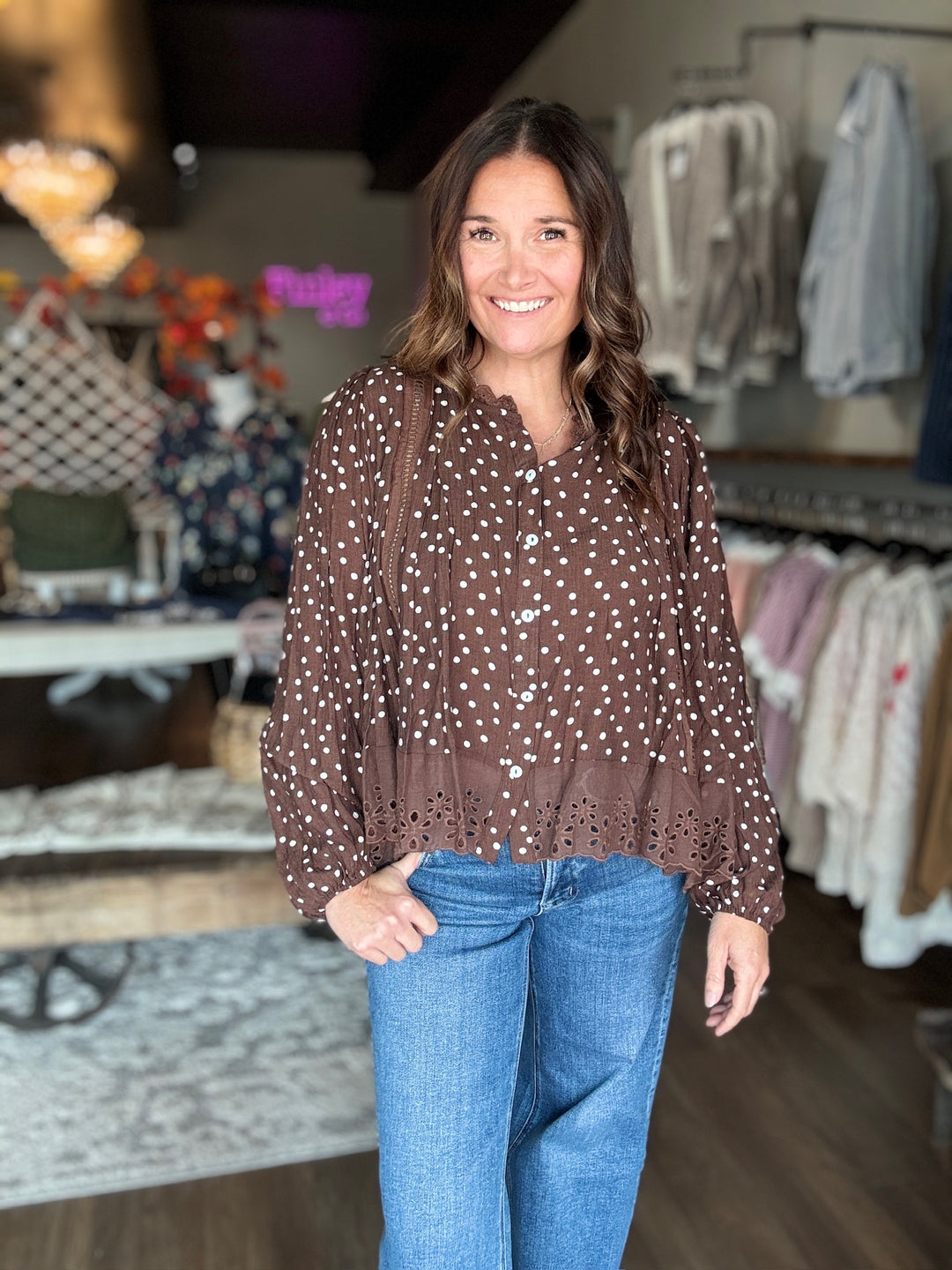 Cocoa & Cream Dotted Blouse