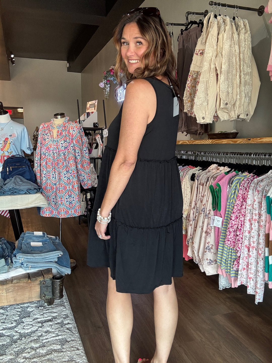 Black Tiered Mini Dress