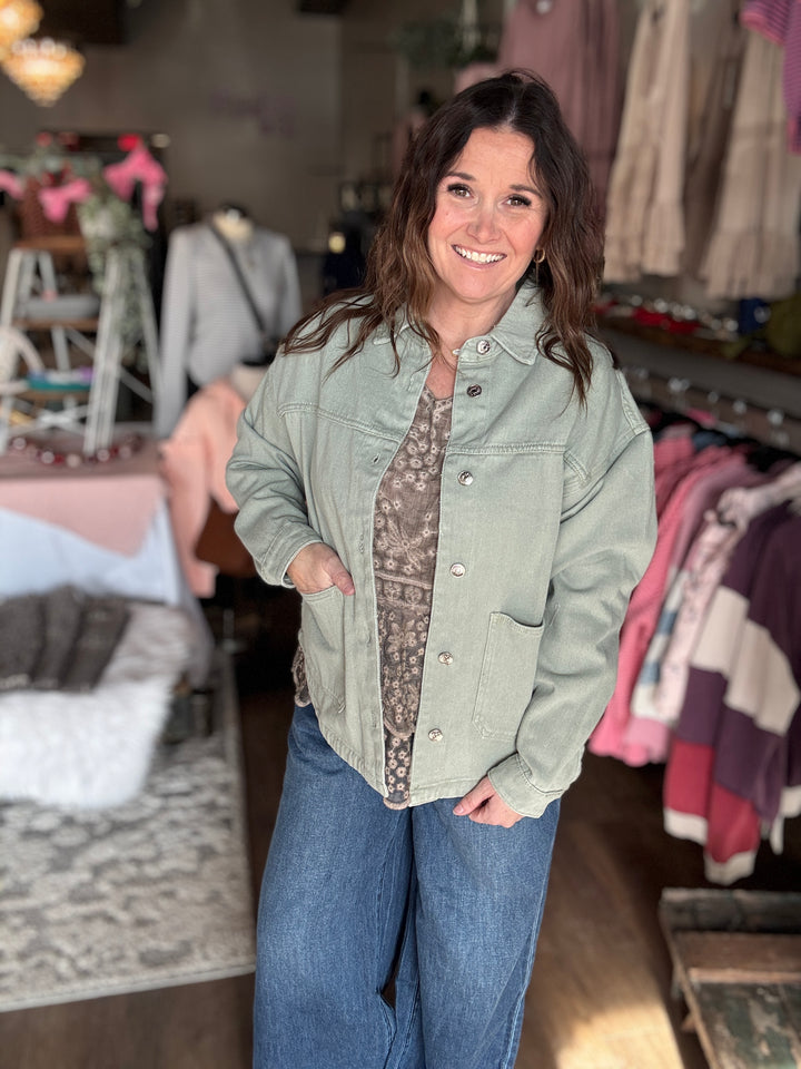 Spring Sage Denim Jacket