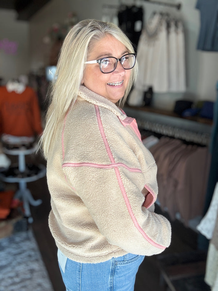 Beige Sherpa Sweatshirt
