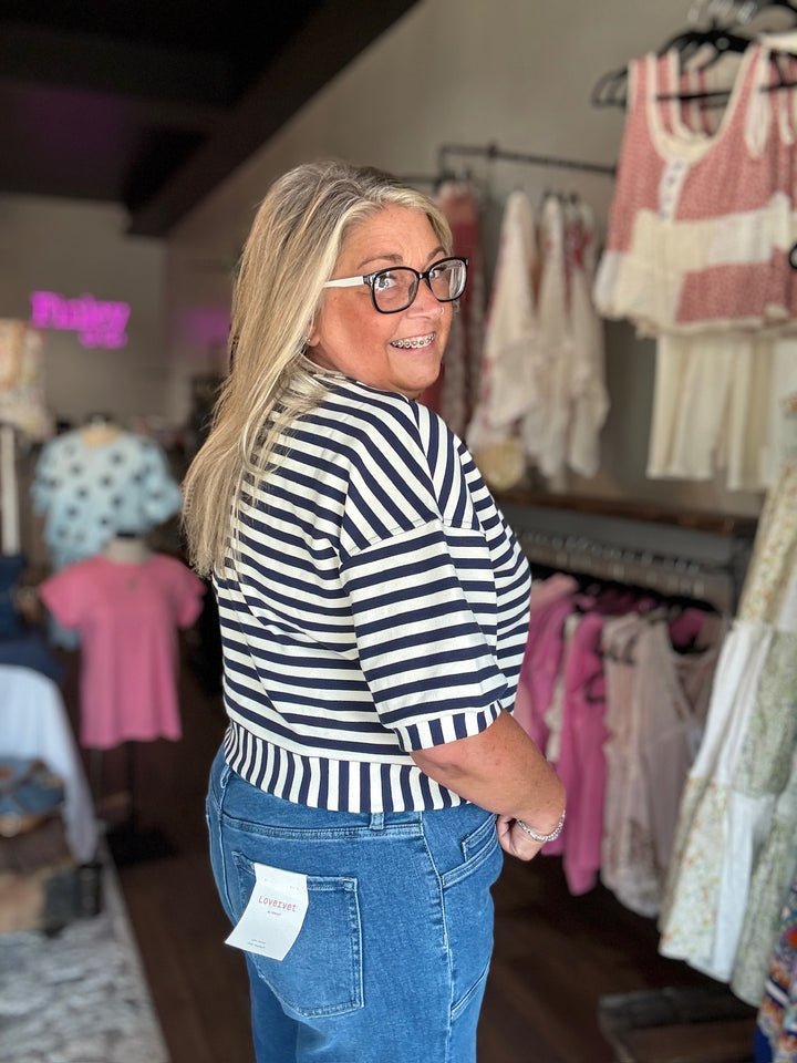 Harbor Breeze Navy Striped Top