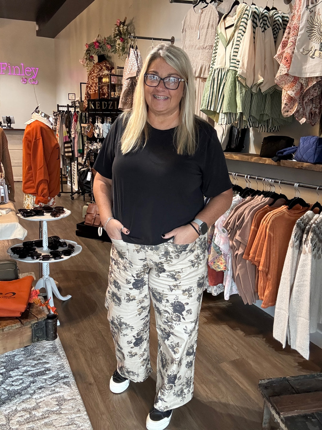Fall Floral Wide Leg Pants