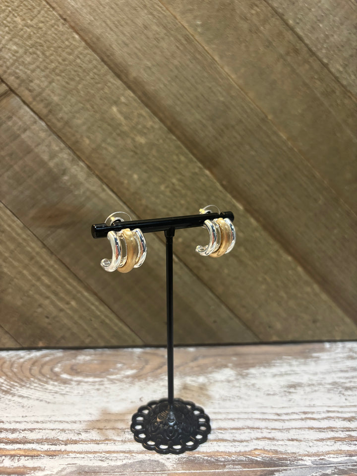 Triple Hoop Stud Earring