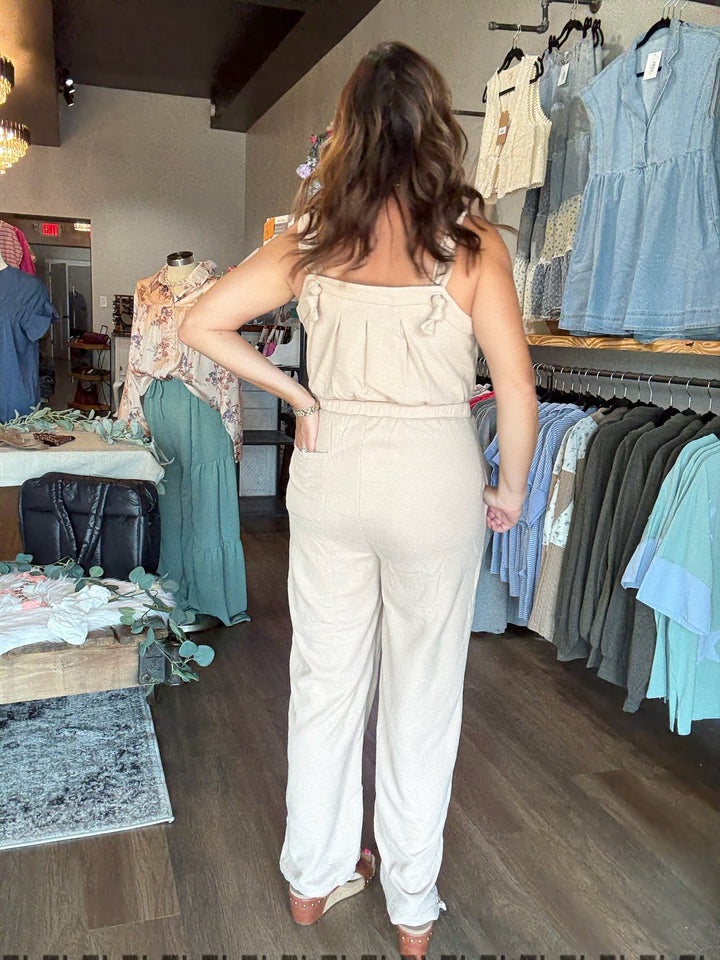 Khaki Textured Jumpsuit