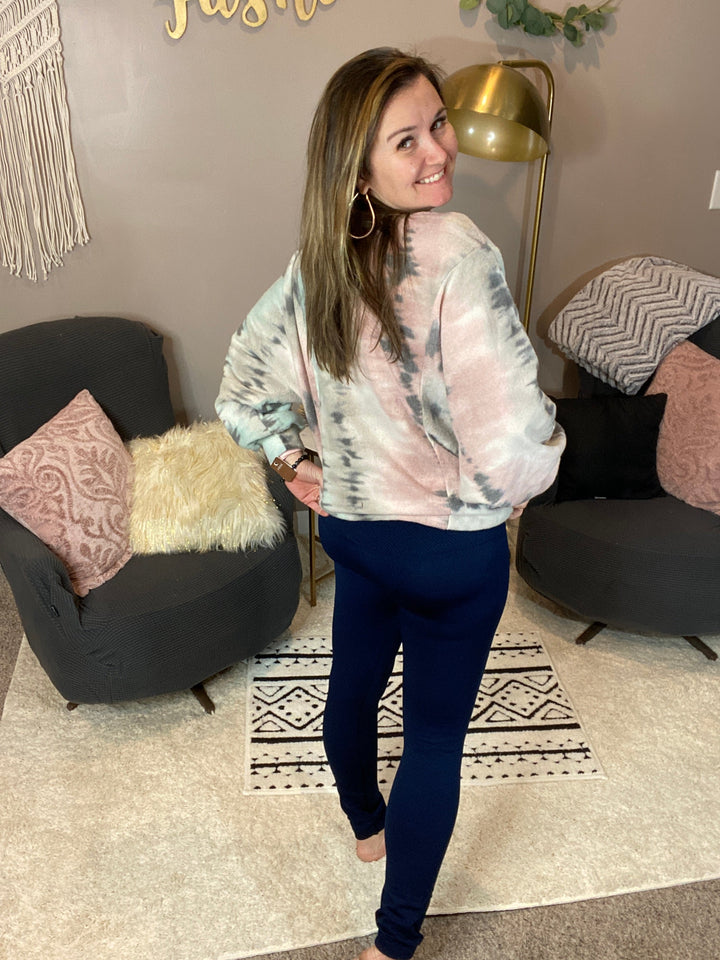 Fleece Lined leggings high waist in Navy