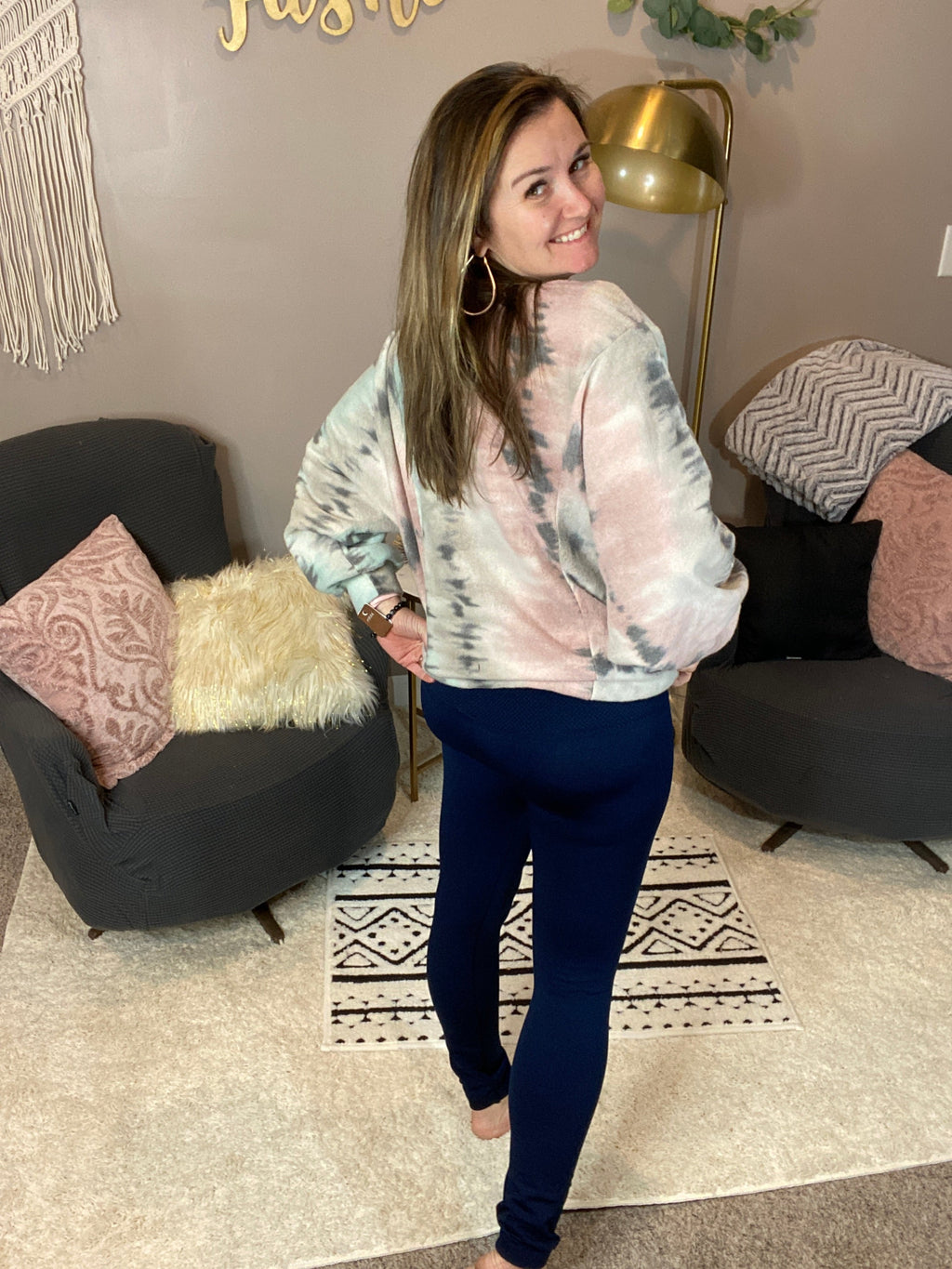 Fleece Lined leggings high waist in Navy