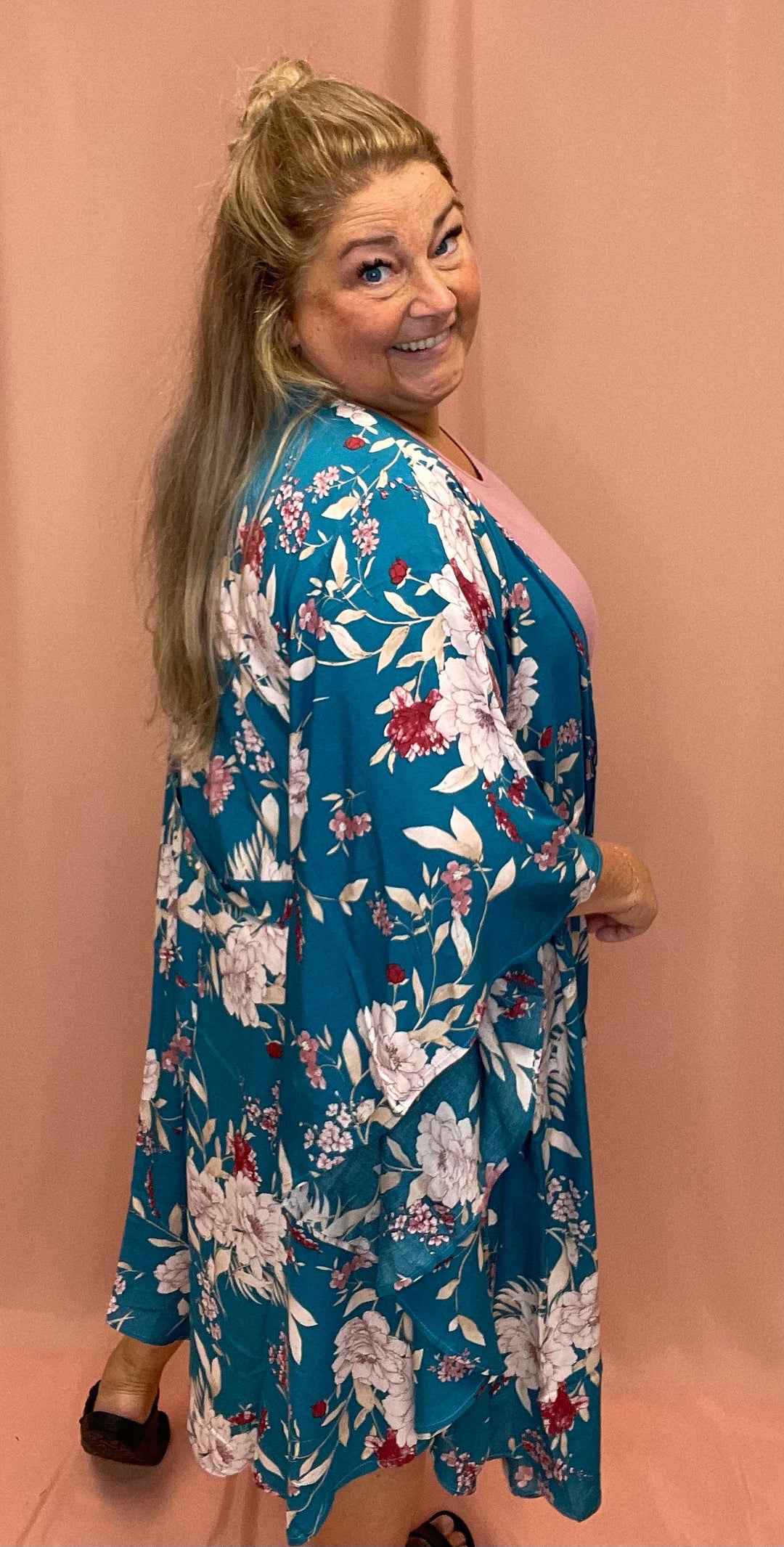 Floral Butterfly Sleeve Kimono