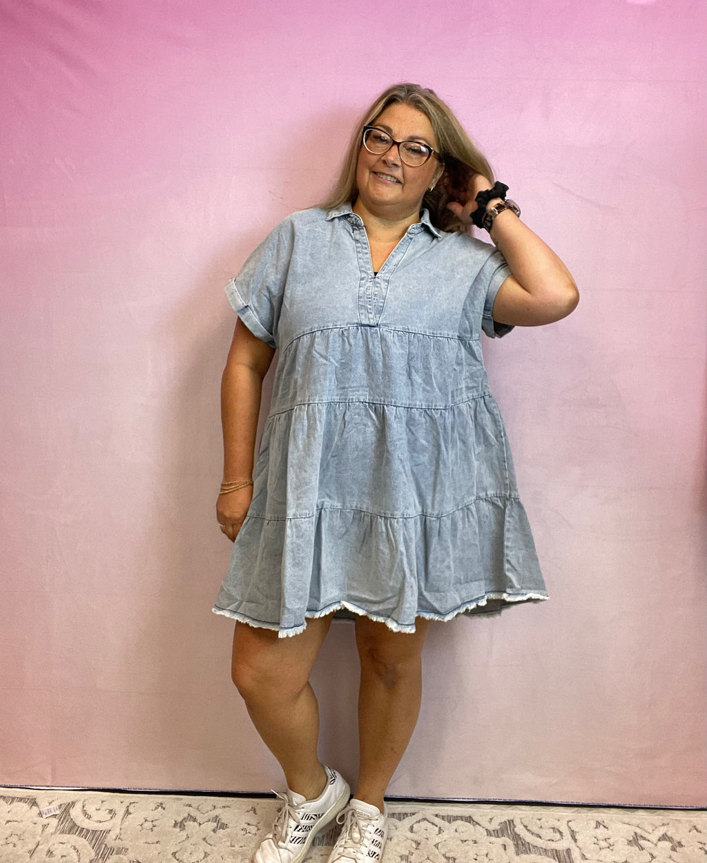 Tiered Denim Dress
