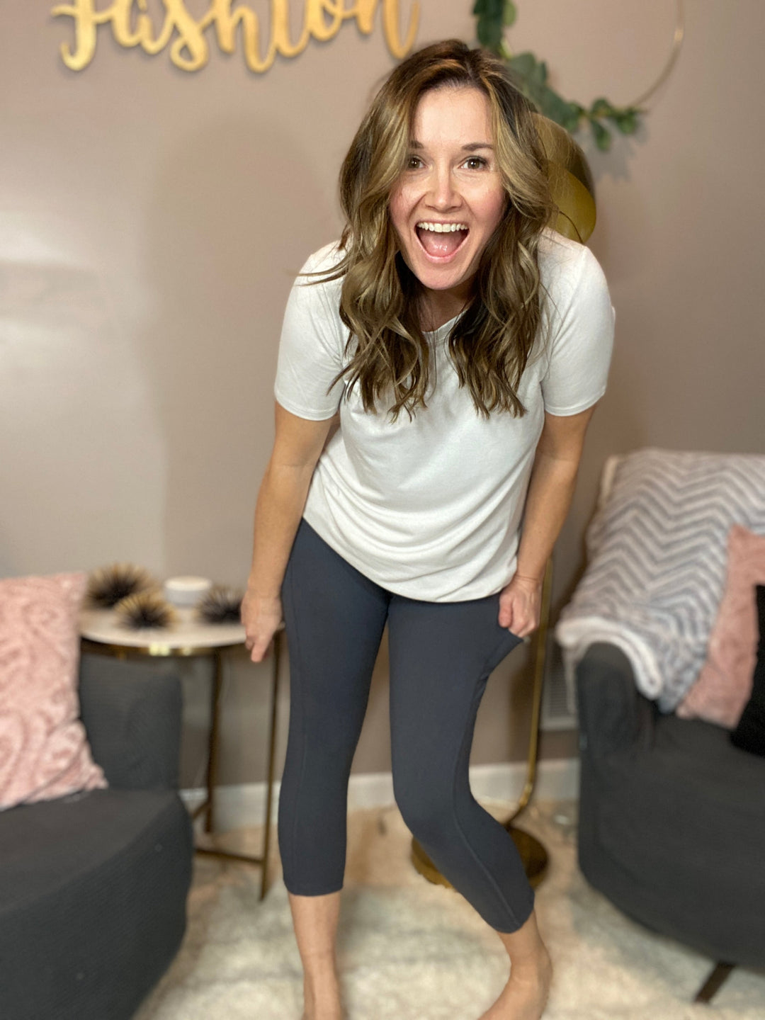 Grey Capri Pocket Legging