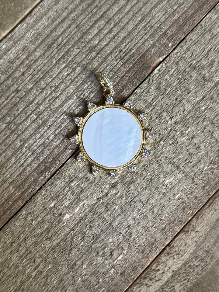 Large Pearl and Rhinestone Pendant