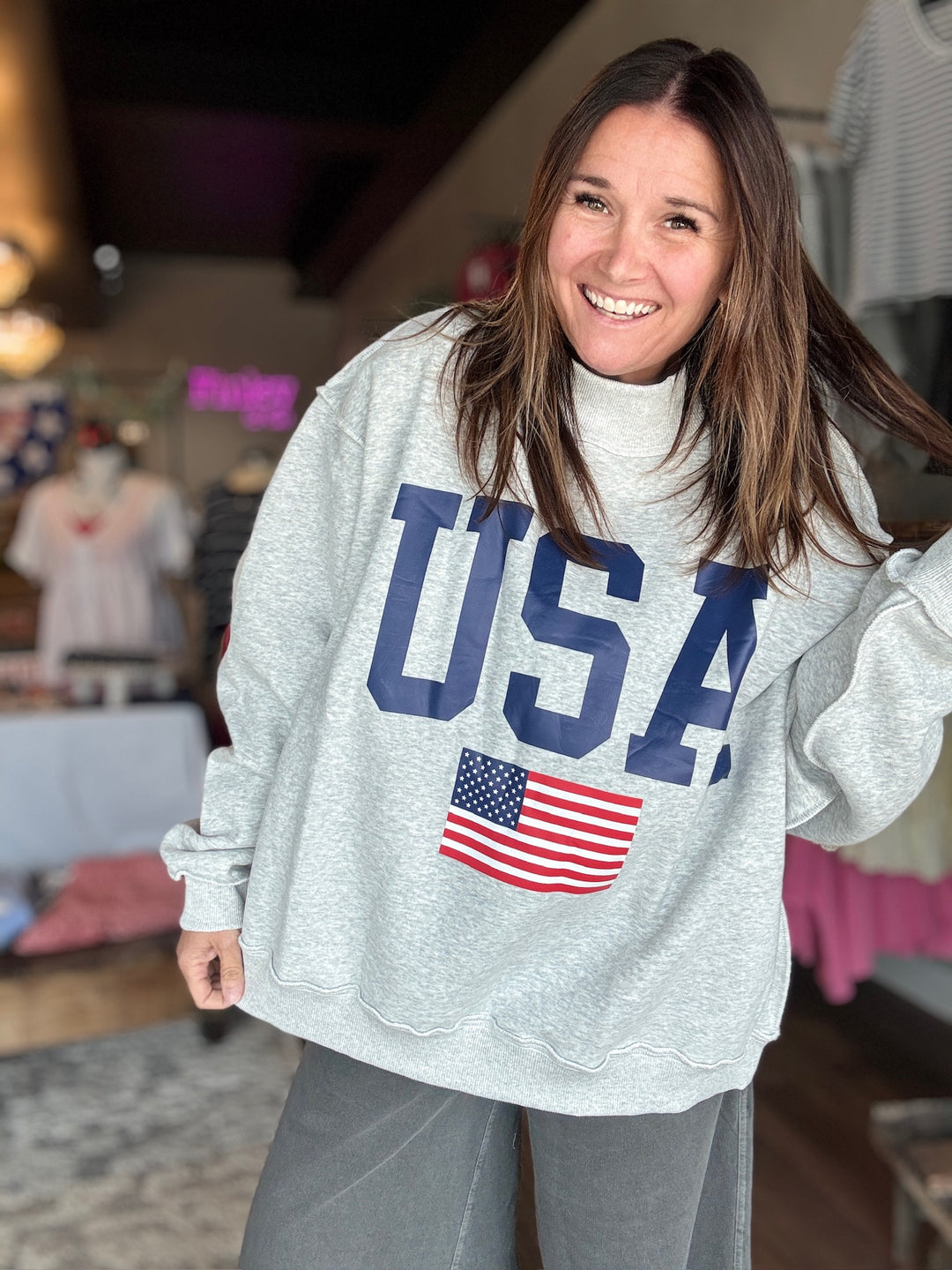 Reversible USA Mock Neck Sweatshirt
