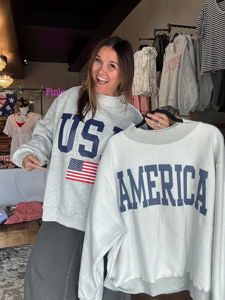 Reversible USA Mock Neck Sweatshirt