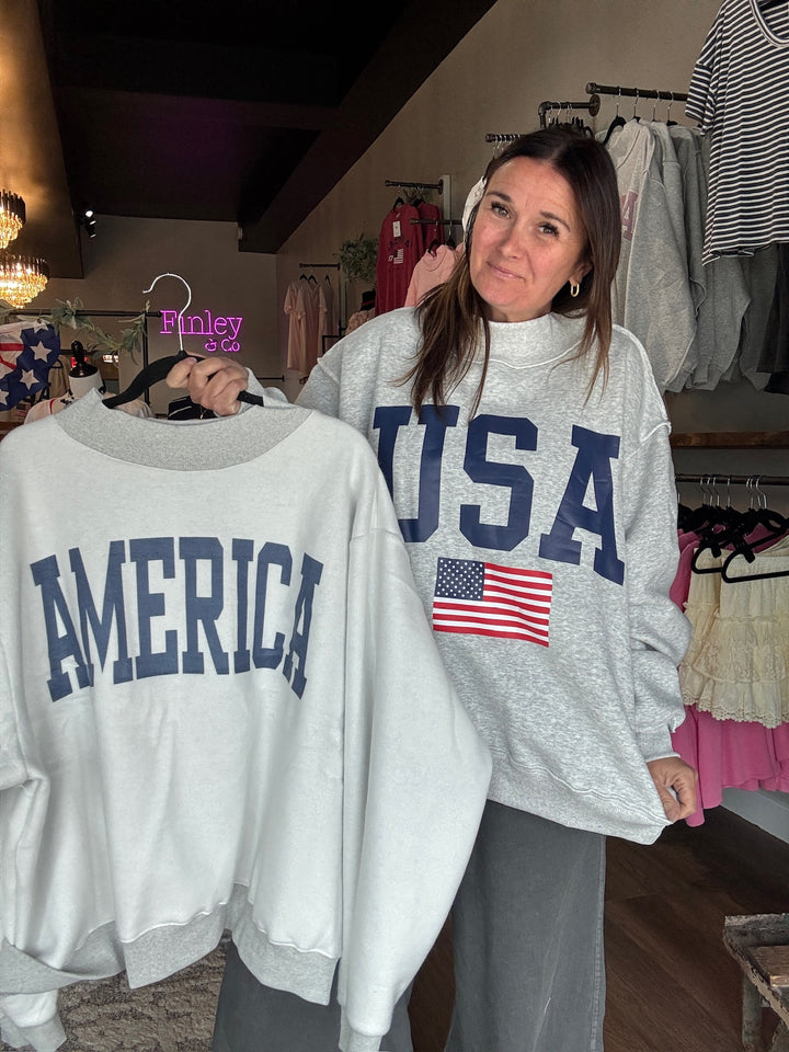 Reversible USA Mock Neck Sweatshirt