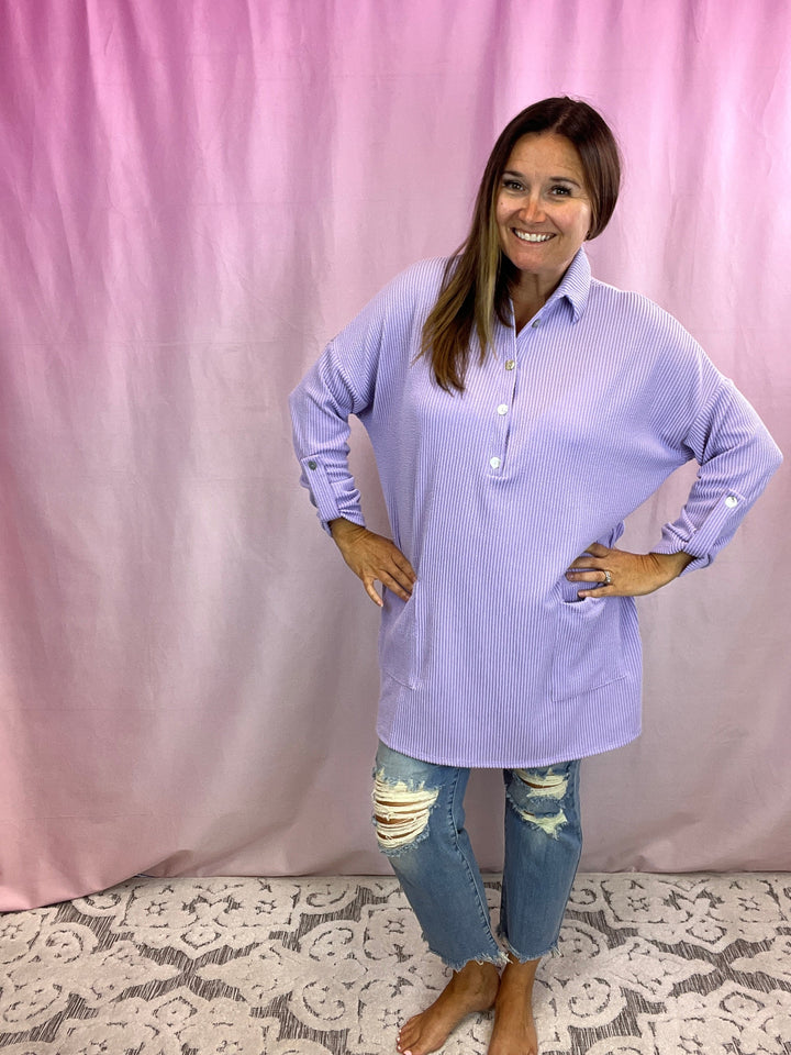 Lavender Ribbed Tunic Top