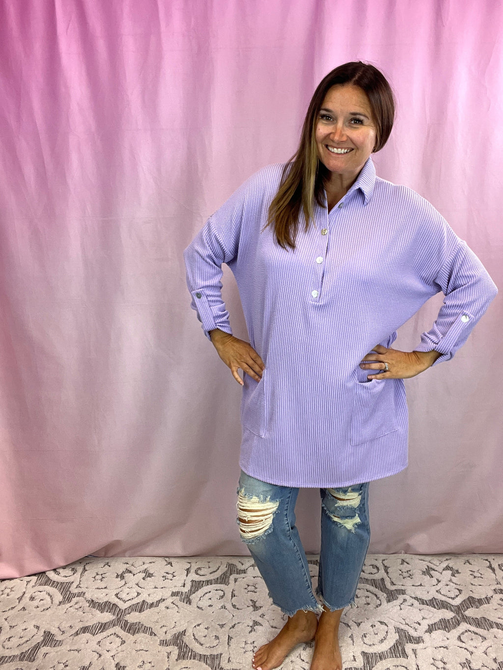 Lavender Ribbed Tunic Top