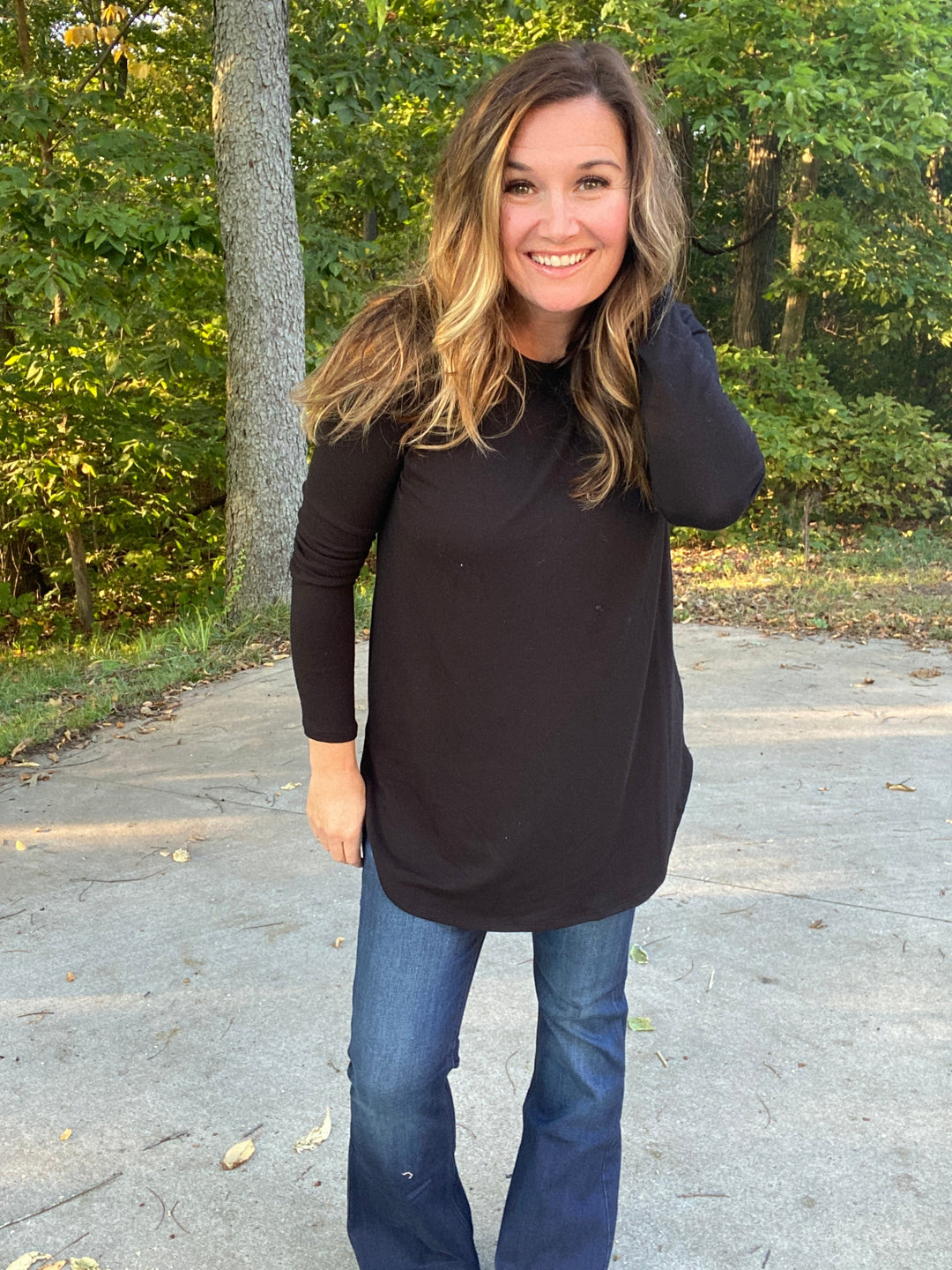 Our FAVE Tee  V Neck  Long Sleeved Black