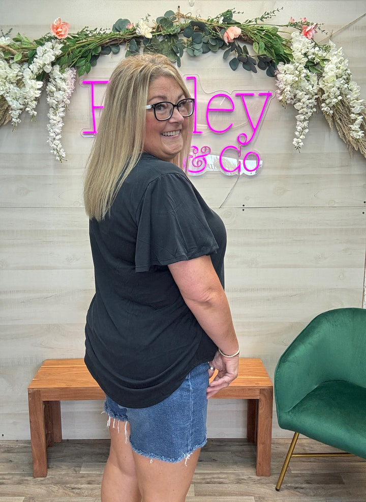 V Neck Short Sleeve Basic Top
