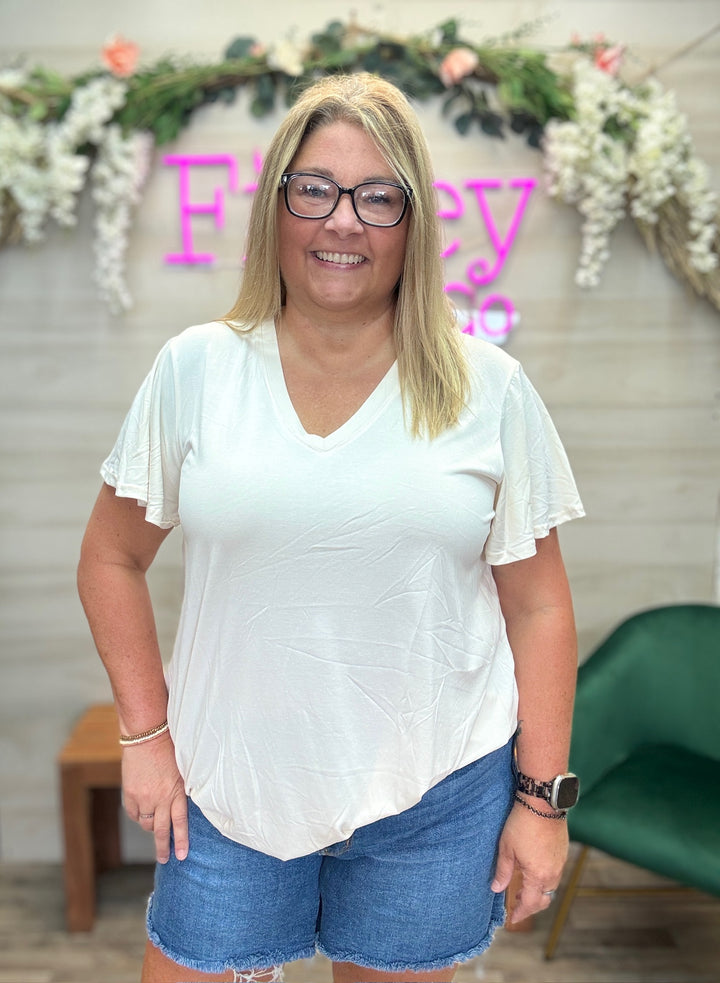 V Neck Short Sleeve Basic Top